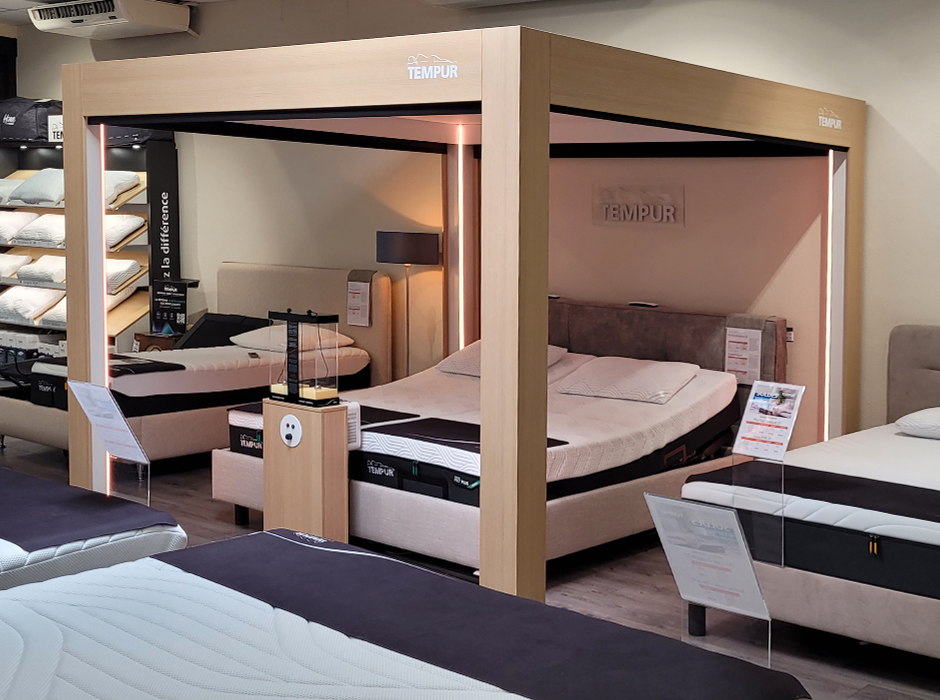 La cabine experience Tempur du magasin de literie Grand Litier de Paray-le-Monial